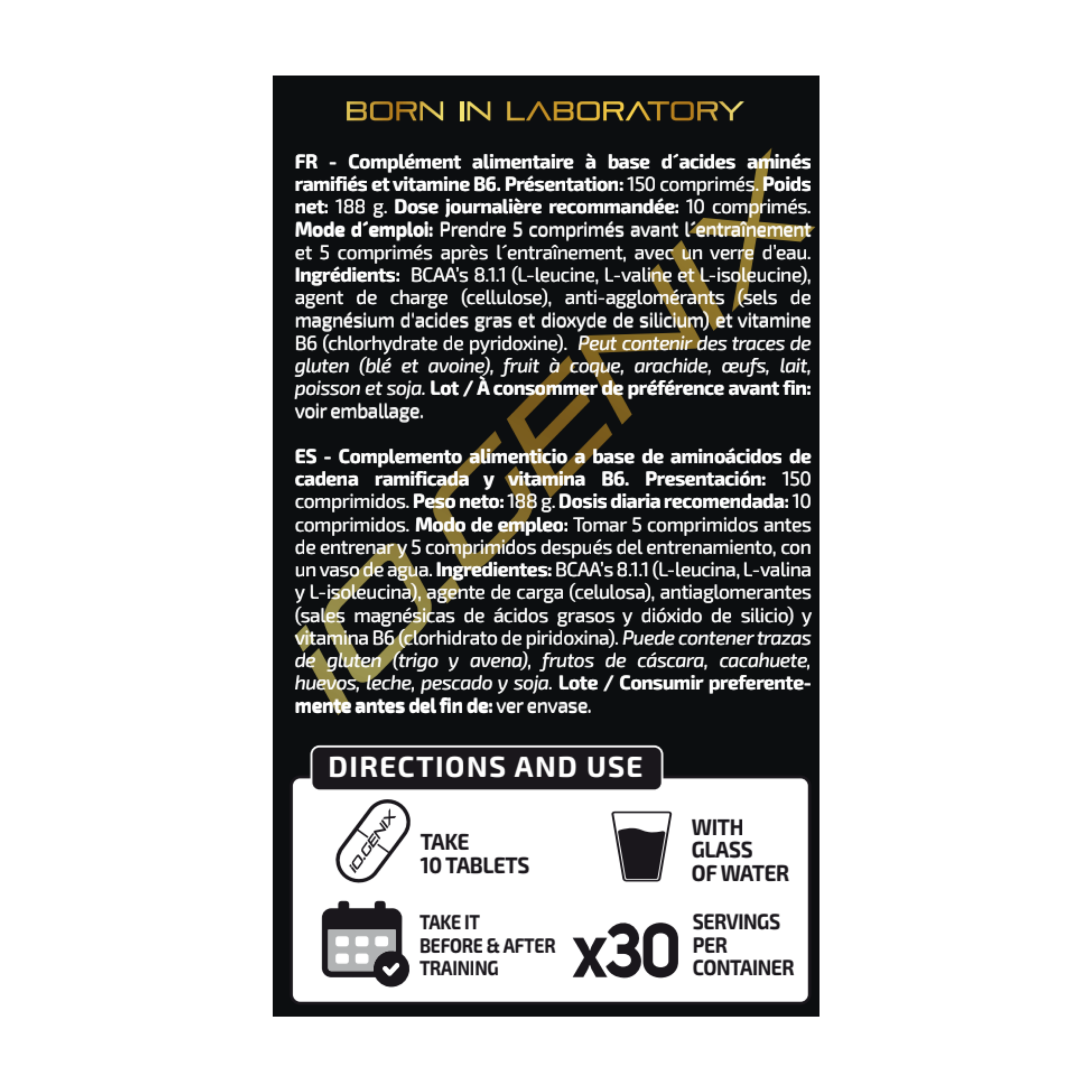 BCAA'S PRO 8:1:1 (150 COMPRIMIDOS) - iO.GENIX | Aminoácidos Ramificados de Ratio Superior