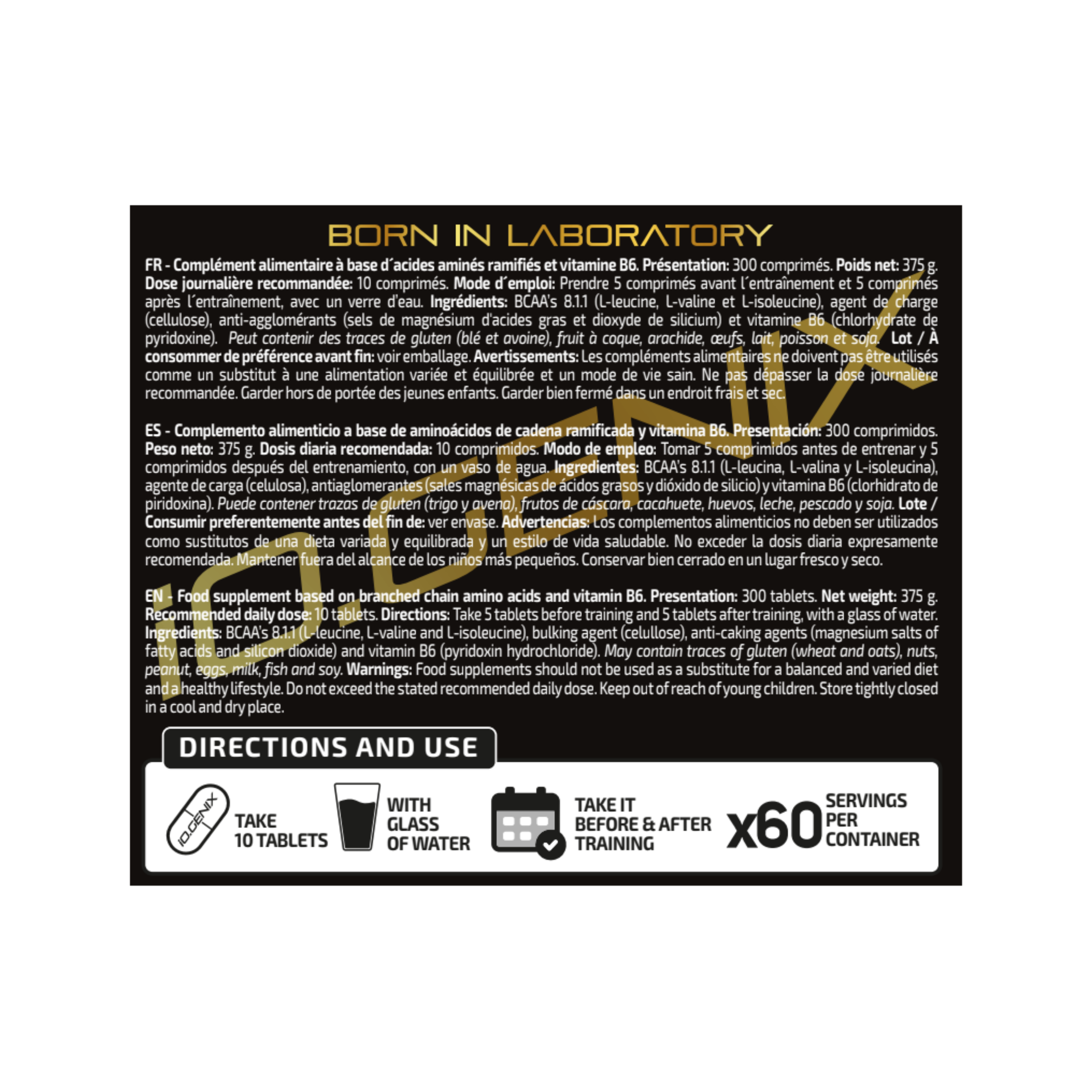 BCAA'S PRO 8:1:1 (300 COMPRIMIDOS) - iO.GENIX | Aminoácidos Ramificados de Ratio Superior