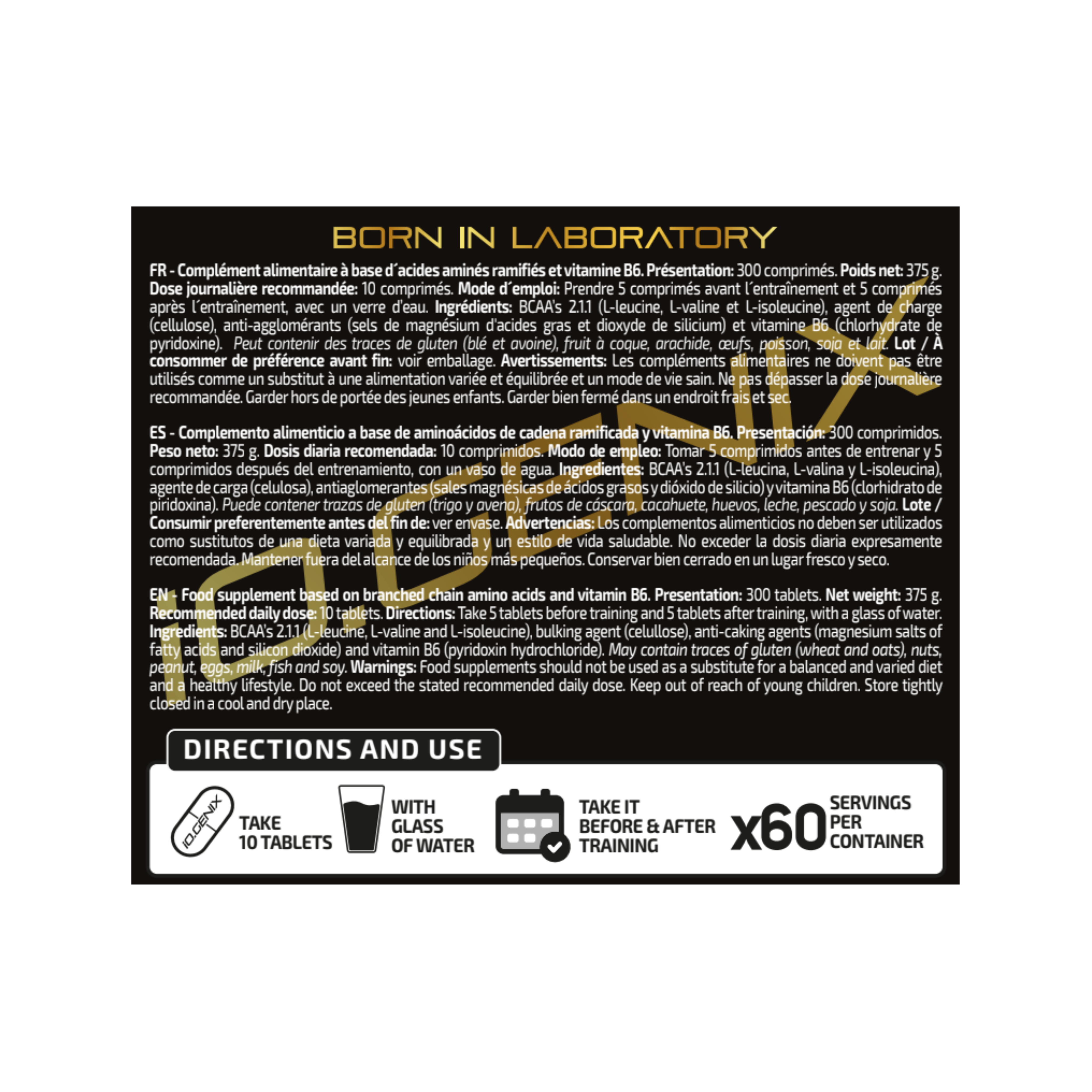 BCAA'S PRO 2:1:1 (300 COMPRIMIDOS) - iO.GENIX | Aminoácidos Ramificados con Vitamina B6