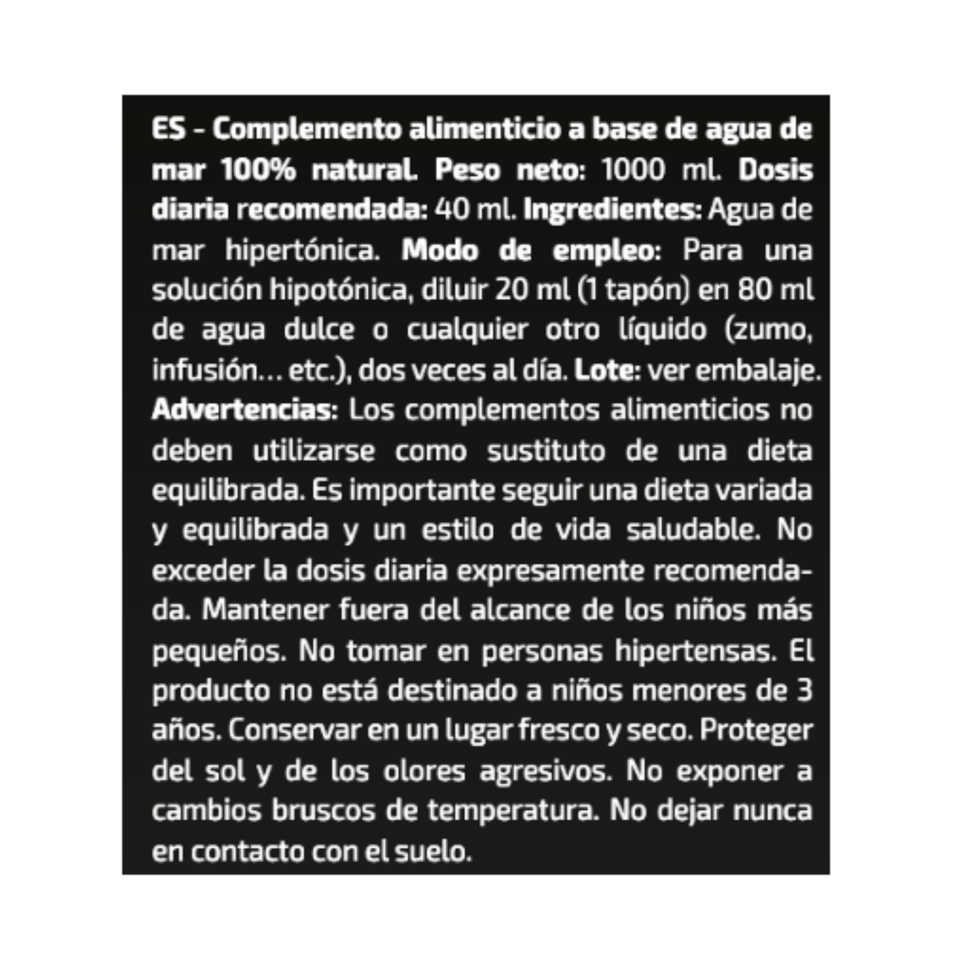 AQUA MARINE AGUA DE MAR HIPERTÓNICA 1L - iO.GENIX | Hidratación con Minerales