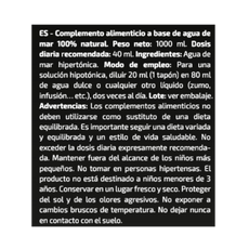 AQUA MARINE AGUA DE MAR HIPERTÓNICA 1L - iO.GENIX | Hidratación con Minerales