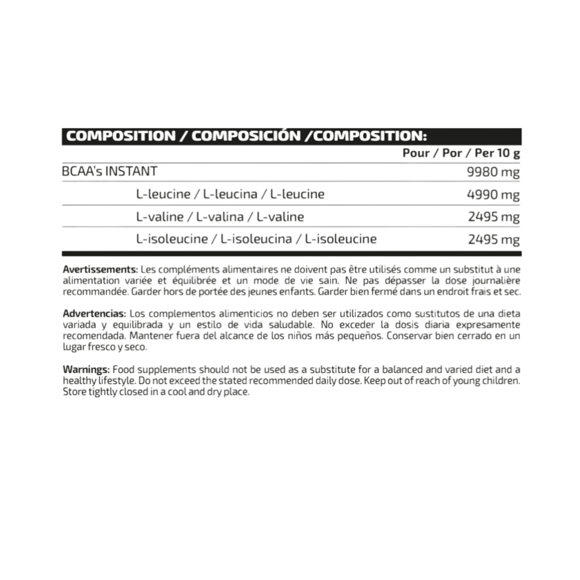 BCAA'S INSTANT 2:1:1 (Vegan) 500G - iO.GENIX | Aminoácidos Ramificados Veganos de Ratio 2:1:1