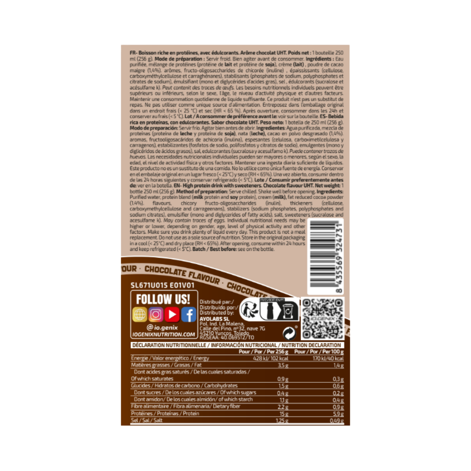 ELIXIR PROTEIN SHAKE 250 ml - iO.GENIX | Batido de Proteínas Listo para Tomar (RTD)